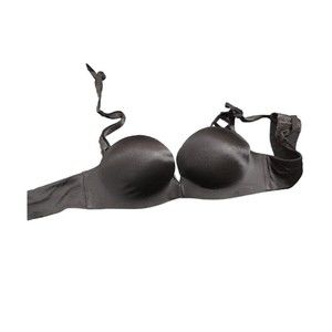 Miraculous Plunge Bra 34A Padded Victoria's Secret VS Underwire Black Strapless